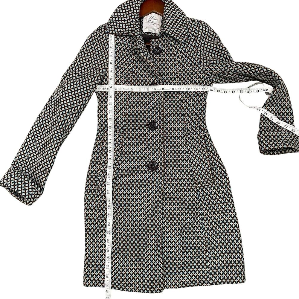 Urban Behavior Wool Blend Coat Geometric Pattern Button Front XS 60s Mod - Picture 7 of 10